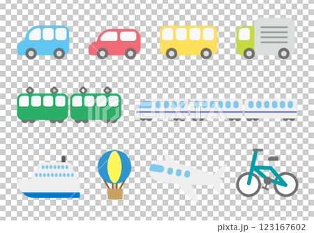 シンプルな乗り物のベクターアイコンイラストセット 123167602
