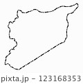 Doodle freehand dash line drawing of Syria map. 123168353
