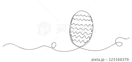 Continuous line drawing art. Easter egg festival hand drawn with black line for illustration and celebration Continuous line drawing art. Easter egg festival hand drawn with black line for illustration and celebration 123168379