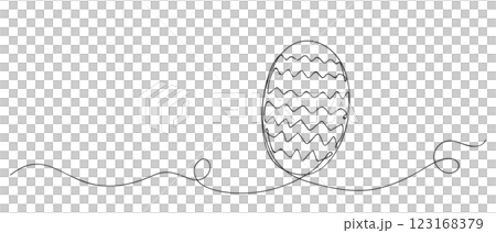 Continuous line drawing art. Easter egg festival hand drawn with black line for illustration and celebration Continuous line drawing art. Easter egg festival hand drawn with black line for illustration and celebration 123168379