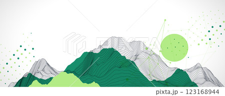Trendy abstract wireframe background. Modern science or technology art elements. Surface illustration. 123168944