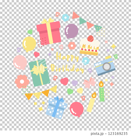 誕生日　記念日　イラストセット 123169235