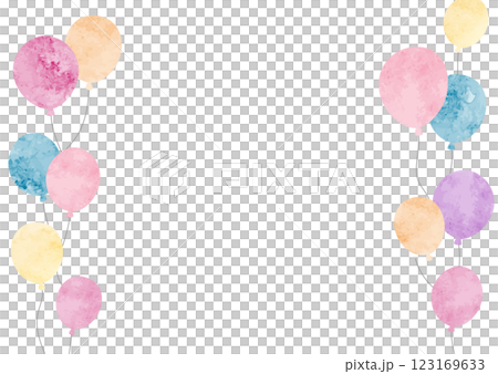 Watercolor balloon background frame illustration Watercolor balloon background frame illustration 123169633