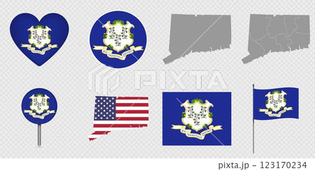 Connecticut State Flags and Maps Icon Pack. 123170234