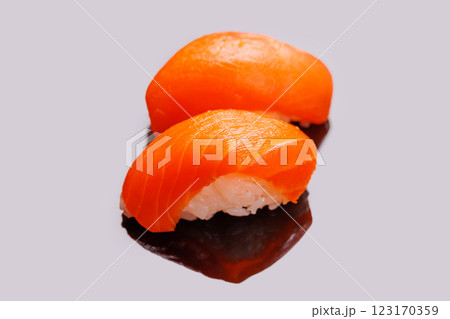 Salmon sushi beautifully arranged Salmon sushi beautifully arranged 123170359