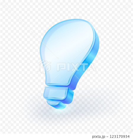 3D Light Bulb icon. Blue clear glass material. isolated on transparent background. Vector illustration file. 3D Light Bulb icon. Blue clear glass material. isolated on transparent background. Vector illustration file. 123170934