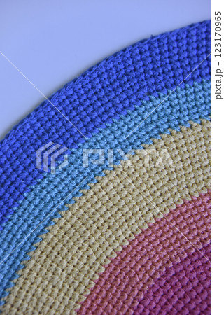 diagonal rainbow knitted pattern from the corner diagonal rainbow knitted pattern from the corner 123170965
