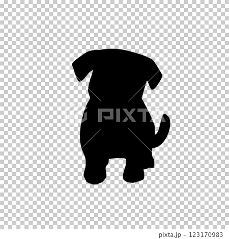 Monochrome silhouette illustration of a puppy tilting its head Monochrome silhouette illustration of a puppy tilting its head 123170983