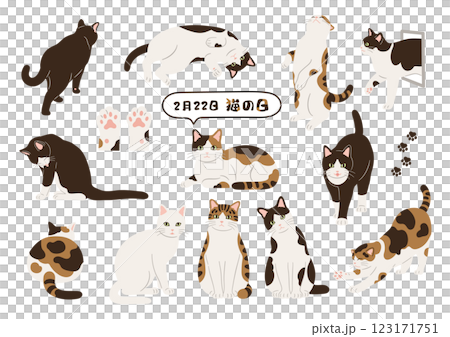 貓日插畫素材集 123171751