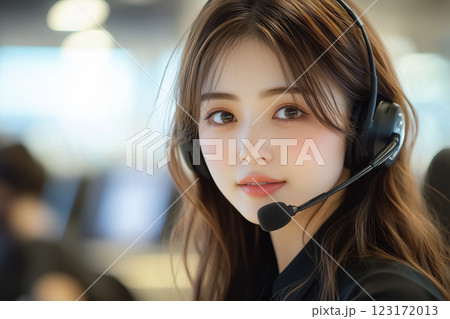 コールセンターで働く若い女性 123172013