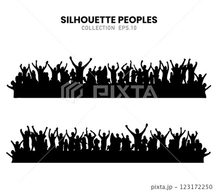 Crowd Silhouette at Concert and Music Festival.Vector illustration. Crowd Silhouette at Concert and Music Festival.Vector illustration. 123172250