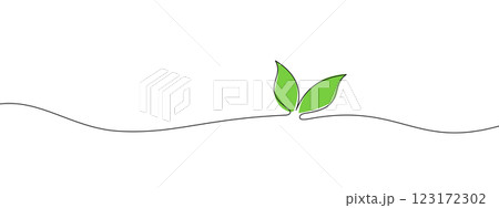One continuous line art sprout growth isolated on white background. Vector illustration One continuous line art sprout growth isolated on white background. Vector illustration 123172302