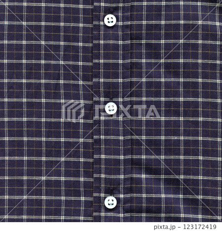 Navy blue classic plaid fabric, shirt fabric and button detail, checked shirt detail, checked shirt detail Navy blue classic plaid fabric, shirt fabric and button detail, checked shirt detail, checked shirt detail 123172419