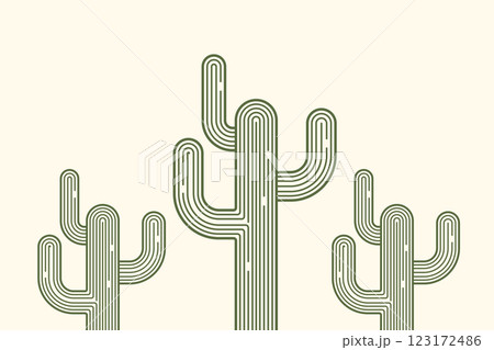 Cactus Geometric Botanical Background.Modern Desert Line Art 123172486