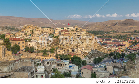 Urgup Town aerial view from Temenni Hill in Cappadocia Region of Turkey timelapse Urgup Town aerial view from Temenni Hill in Cappadocia Region of Turkey timelapse 123172819