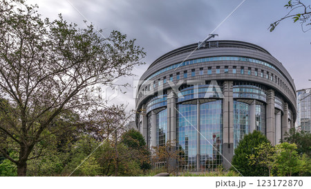 Buildings in Brussels European Quarter timelapse with the European Parliament 123172870