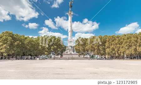 Monument Aux Girondins on Esplanade Des Quinconces timelapse in Bordeaux, France 123172905