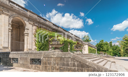 Palais du Capitole timelapse hyperlapse in Jardin public de Bordeaux, France 123172906
