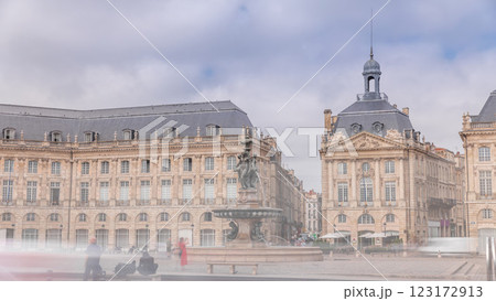 Place de la Bourse timelapse hyperlapse in Bordeaux, France, with the Fountain 123172913