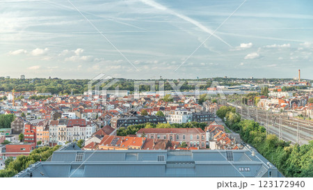 Aerial panorama of Laeken timelapse, Brussels Capital Region, Belgium, showcasing cityscape 123172940