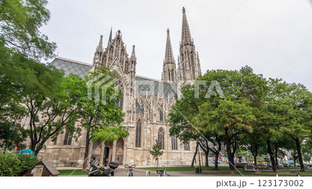 Votive Church timelapse hyperlapse is located on the Ringstrasse in Vienna, Austria Votive Church timelapse hyperlapse is located on the Ringstrasse in Vienna, Austria 123173002