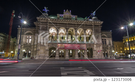 Beautiful view of Wiener Staatsoper night timelapse hyperlapsecin Vienna, Austria Beautiful view of Wiener Staatsoper night timelapse hyperlapsecin Vienna, Austria 123173006