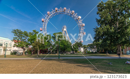 Wiener Riesenrad in Prater timelapse hyperlapse - oldest and biggest ferris wheel in Austria. Wiener Riesenrad in Prater timelapse hyperlapse - oldest and biggest ferris wheel in Austria. 123173023