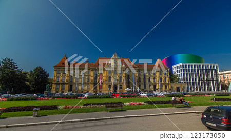 A view of the Museum of Arts and Crafts timelapse hyperlapse in Zagreb during the day. Croatia A view of the Museum of Arts and Crafts timelapse hyperlapse in Zagreb during the day. Croatia 123173050