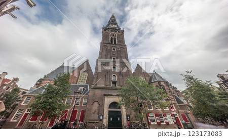 Hyperlapse of Amsterdam's Old Church, the city's oldest parish church. Netherlands Hyperlapse of Amsterdam's Old Church, the city's oldest parish church. Netherlands 123173083