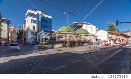 Bosniak Institute timelapse hyperlapse, in a renovated Turkish bathhouse in Sarajevo 123173119