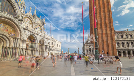 Basilica of St Mark timelapse hyperlapse and San Marco campanile. Basilica of St Mark timelapse hyperlapse and San Marco campanile. 123173182