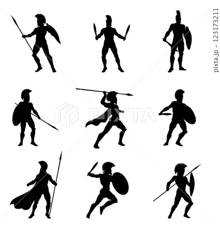 Spartan Silhouette Gladiator Trojan Warrior Set 123173211