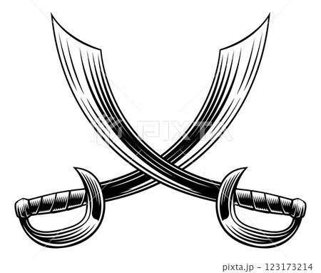 Crossed Pirate Scimitar Cutlass Saber Swords Crossed Pirate Scimitar Cutlass Saber Swords 123173214