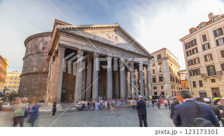 Tourists visit the Pantheon timelapse hyperlapse at Rome, Italy. 123173301