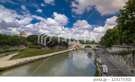 isola tiberina timelapse hyperlapse is the biggest island of tibera river in rome. isola tiberina timelapse hyperlapse is the biggest island of tibera river in rome. 123173302
