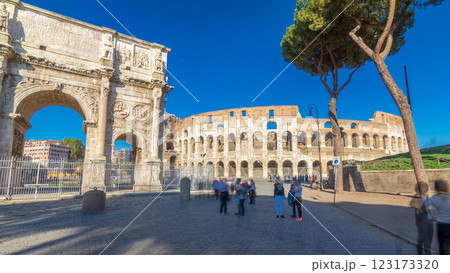 The Colosseum or Coliseum timelapse hyperlapse, also known as the Flavian Amphitheatre in Rome, Italy 123173320