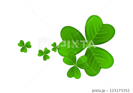 Realistic shamrock wreath element. Round clover frame. Green leaves Realistic shamrock wreath element. Round clover frame. Green leaves 123173352