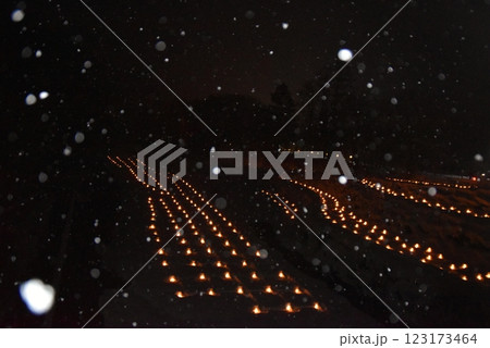 雪が舞う湯西川かまくら祭の夜　栃木 123173464