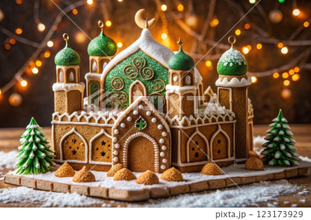 Gingerbread house in arabic style. national holiday 123173929