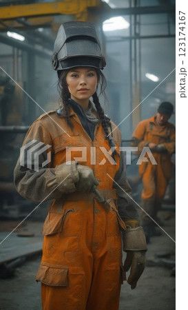 Industrial Craftsmanship A Portrait of Modern Manufacturing Excellence Through the Lens of Professional Welding 123174167