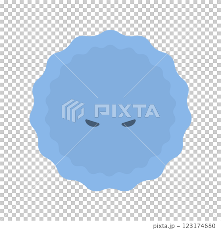 A blurry blue character glaring - Image of bacteria, viruses, dissatisfaction and resentment 123174680