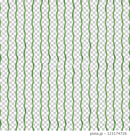 Green watercolor vertical wave stripes seamless pattern isolated background. Hand drawn curly brush stroke, simple lines ornate illustration. Spring naive ornate for kitchen textile, canvas 123174726