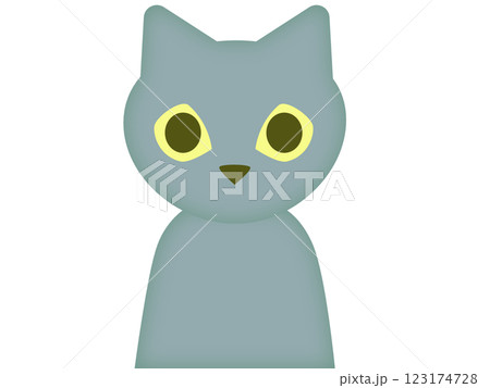 無表情の緑色の猫 123174728