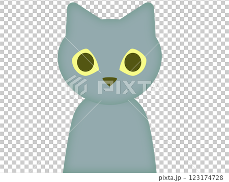 無表情の緑色の猫 123174728