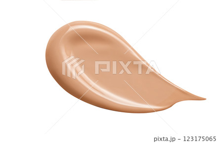 Makeup Liquid foundation stroke isolated on white background. Cosmetic product brush swatch Makeup Liquid foundation stroke isolated on white background. Cosmetic product brush swatch 123175065