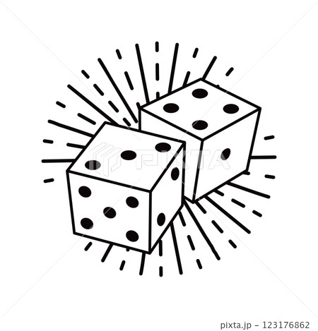 Vintage Hand-Drawn Dice Illustration with Radiating Lines, Retro Gambling and Casino Vector, Black and White Lucky Dice Art, Stylized Game Symbol for Betting, Chance, and Entertainment Themes Vintage Hand-Drawn Dice Illustration with Radiating Lines, Retro Gambling and Casino Vector, Black and White Lucky Dice Art, Stylized Game Symbol for Betting, Chance, and Entertainment Themes 123176862
