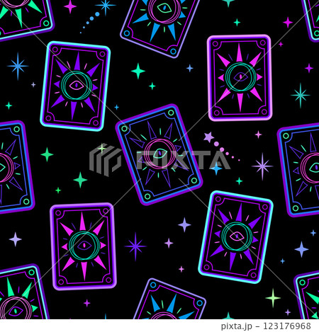 Seamless illustration of colorful fortune telling cards 123176968