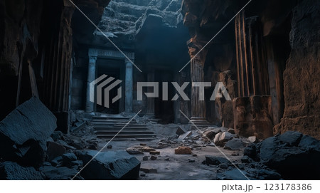 Ancient temple ruins the essence of forgotten civilizations 123178386