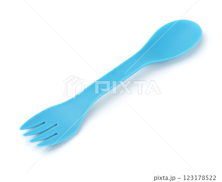 Blue plastic spork 123178522