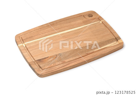 Empty wood cutting board with juice groove Empty wood cutting board with juice groove 123178525